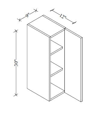 W0930 Wall Cabinet 9"Wx30"Hx12"D