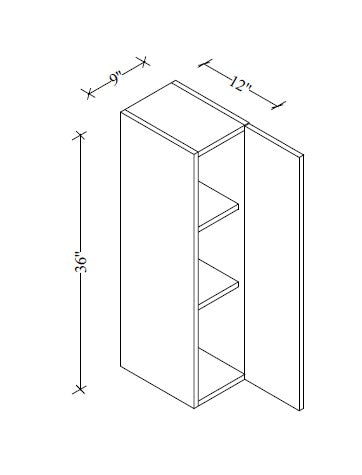 W0936 Wall Cabinet 9"Wx36"Hx12"D