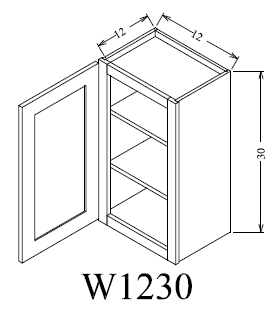 W1230 Shaker Style Wall Cabinet 12"Wx30"Hx12"D