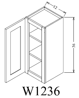 W1236 Shaker Style Wall Cabinet 12"Wx36"Hx12"D