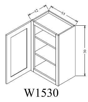W1530 Shaker Style Wall Cabinet 15"Wx30"Hx12"D