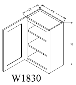 W1830 Shaker Style Wall Cabinet 18"Wx30"Hx12"D