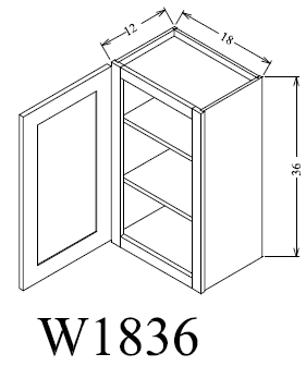W1836 Shaker Style Wall Cabinet 18"Wx36"Hx12"D