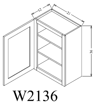W2136 Shaker Style Wall Cabinet 21"Wx36"Hx12"D