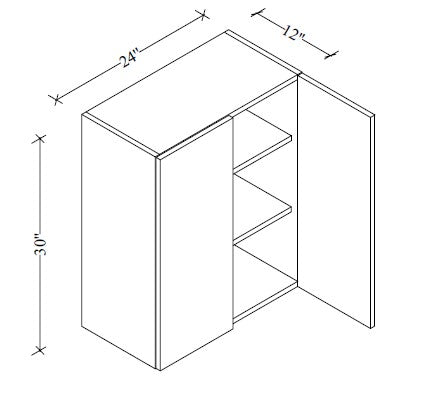 W2430 Wall Cabinet 24"Wx30"Hx12"D