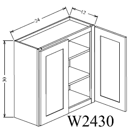 W2430 Shaker Style Wall Cabinet 24"Wx30"Hx12"D