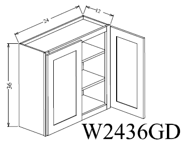 W2436GD Shaker Style Wall Cabinet With Glass Door 24"Wx36"Hx12"D