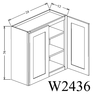 W2436 Shaker Style Wall Cabinet 24"Wx36"Hx12"D