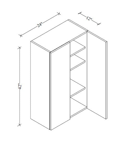 W2442 Wall Cabinet 24"Wx42"Hx12"D