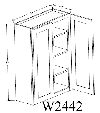 W2442 Shaker Style Wall Cabinet 24"Wx42"Hx12"D