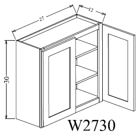 W2730 Shaker Style Wall Cabinet 27"Wx30"Hx12"D