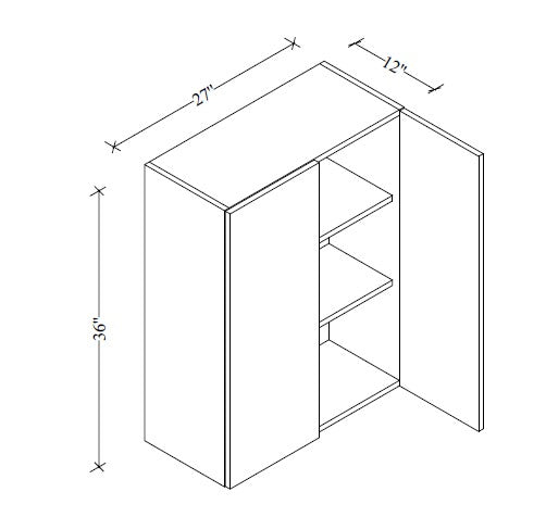 W2736 Wall Cabinet 27"Wx36"Hx12"D