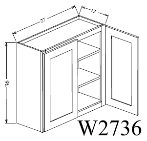 W2736 Shaker Style Wall Cabinet 27"Wx30"Hx12"D