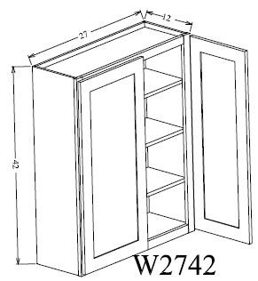 W2742 Shaker Style Wall Cabinet 27"Wx42"Hx12"D