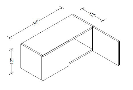 W3012 Wall Cabinet 30"Wx12"Hx12"D