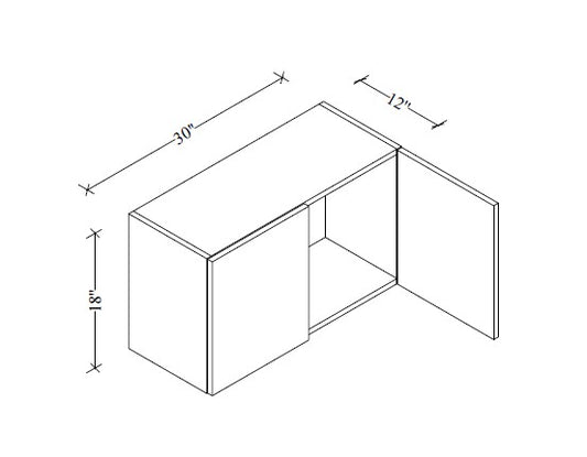 W3018 Wall Cabinet 30"Wx18"Hx12"D