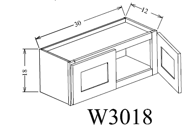 W3018 Shaker Style Wall Cabinet 30"Wx18"Hx12"D
