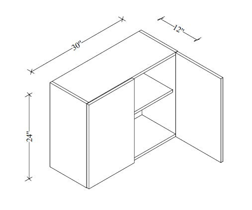 W3024 Wall Cabinet 30"Wx24"Hx12"D