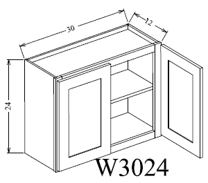 W3024 Shaker Style Wall Cabinet 30"Wx24"Hx12"D