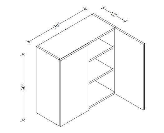 W3030 Wall Cabinet 30"Wx30"Hx12"D