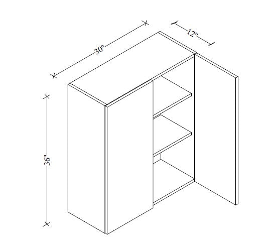 W3036 Wall Cabinet 30"Wx36"Hx12"D