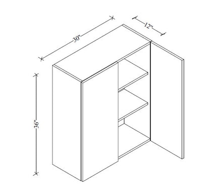 W3036 Wall Cabinet 30"Wx36"Hx12"D