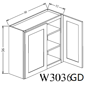 W3036GD Shaker Style Wall Cabinet With Glass Door 30"Wx36"Hx12"D