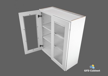 W3036GD Shaker Style Wall Cabinet With Glass Door 30"Wx36"Hx12"D