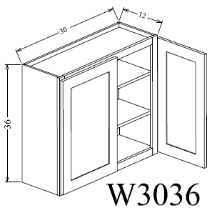 W3036 Shaker Style Wall Cabinet 30"Wx36"Hx12"D