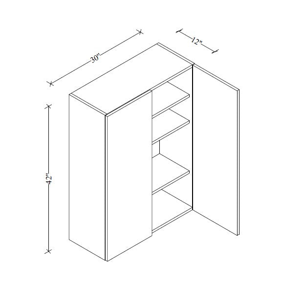 W3042 Wall Cabinet 30"Wx42"Hx12"D