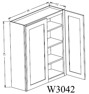 W3042 Shaker Style Wall Cabinet 30"Wx42"Hx12"D