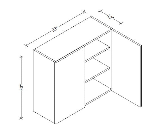 W3330 Wall Cabinet 33"Wx30"Hx12"D