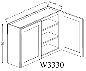 W3330 Shaker Style Wall Cabinet 33"Wx30"Hx12"D