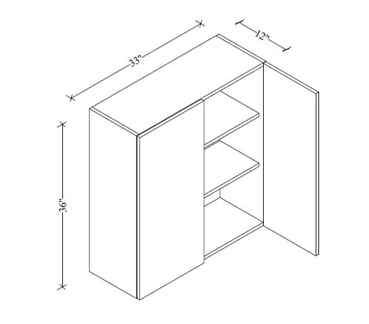 W3336 Wall Cabinet 33"Wx36"Hx12"D