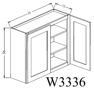 W3336 Shaker Style Wall Cabinet 33"Wx36"Hx12"D