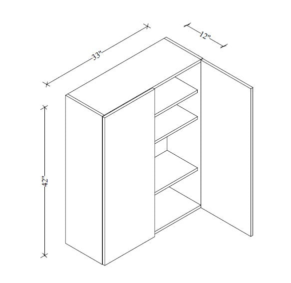 W3342 Wall Cabinet 33"Wx42"Hx12"D