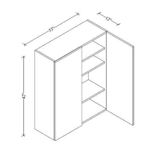 W3342 Wall Cabinet 33"Wx42"Hx12"D