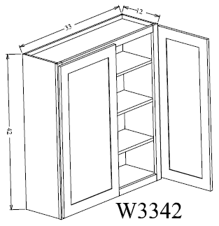 W3342 Shaker Style Wall Cabinet 33"Wx42"Hx12"D