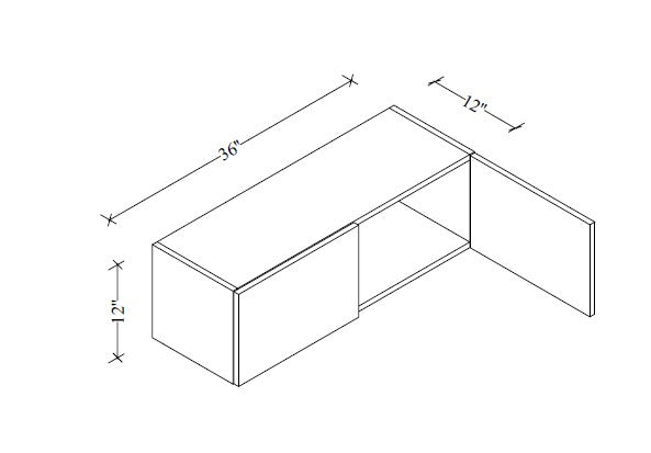 W3612 Wall Cabinet 36"Wx12"Hx12"D