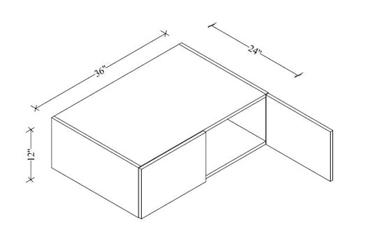 W361224 Wall Refrigerator Cabinet 36"Wx12"Hx24"D