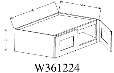 W361224 Shaker Style Wall Cabinet 36"Wx12"Hx24"D