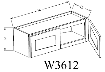 W3612 Shaker Style Wall Cabinet 36"Wx12"Hx12"D