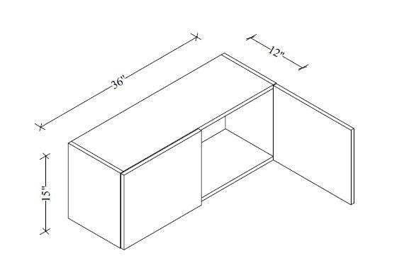 W3615 Wall Cabinet 36"Wx15"Hx12"D