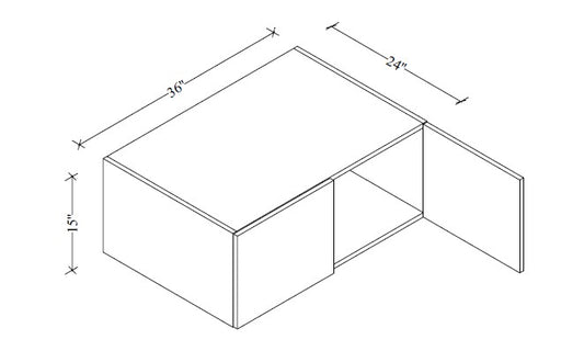 W361524 Wall Refrigerator Cabinet 36"Wx15"Hx24"D