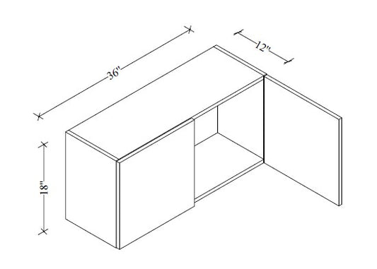 W3618 Wall Cabinet 36"Wx18"Hx12"D