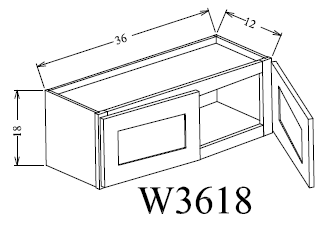 W3618 Shaker Style Wall Cabinet 36"Wx18"Hx12"D