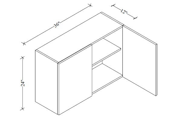 W3624 Wall Cabinet 36"Wx24"Hx12"D