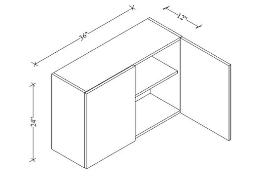 W3624 Wall Cabinet 36"Wx24"Hx12"D