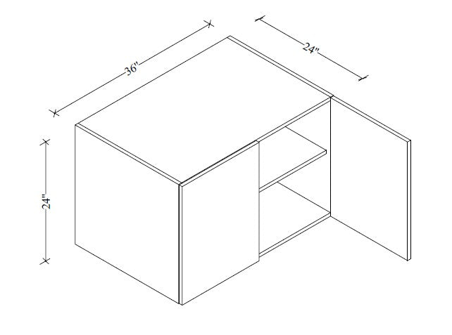W362424 Wall Refrigerator Cabinet 36"Wx24"Hx24"D