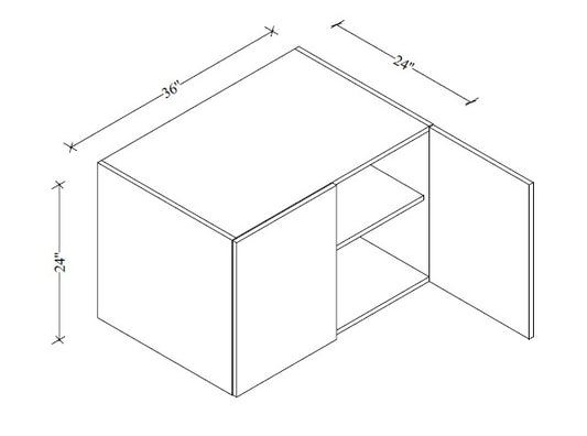 W362424 Wall Refrigerator Cabinet 36"Wx24"Hx24"D